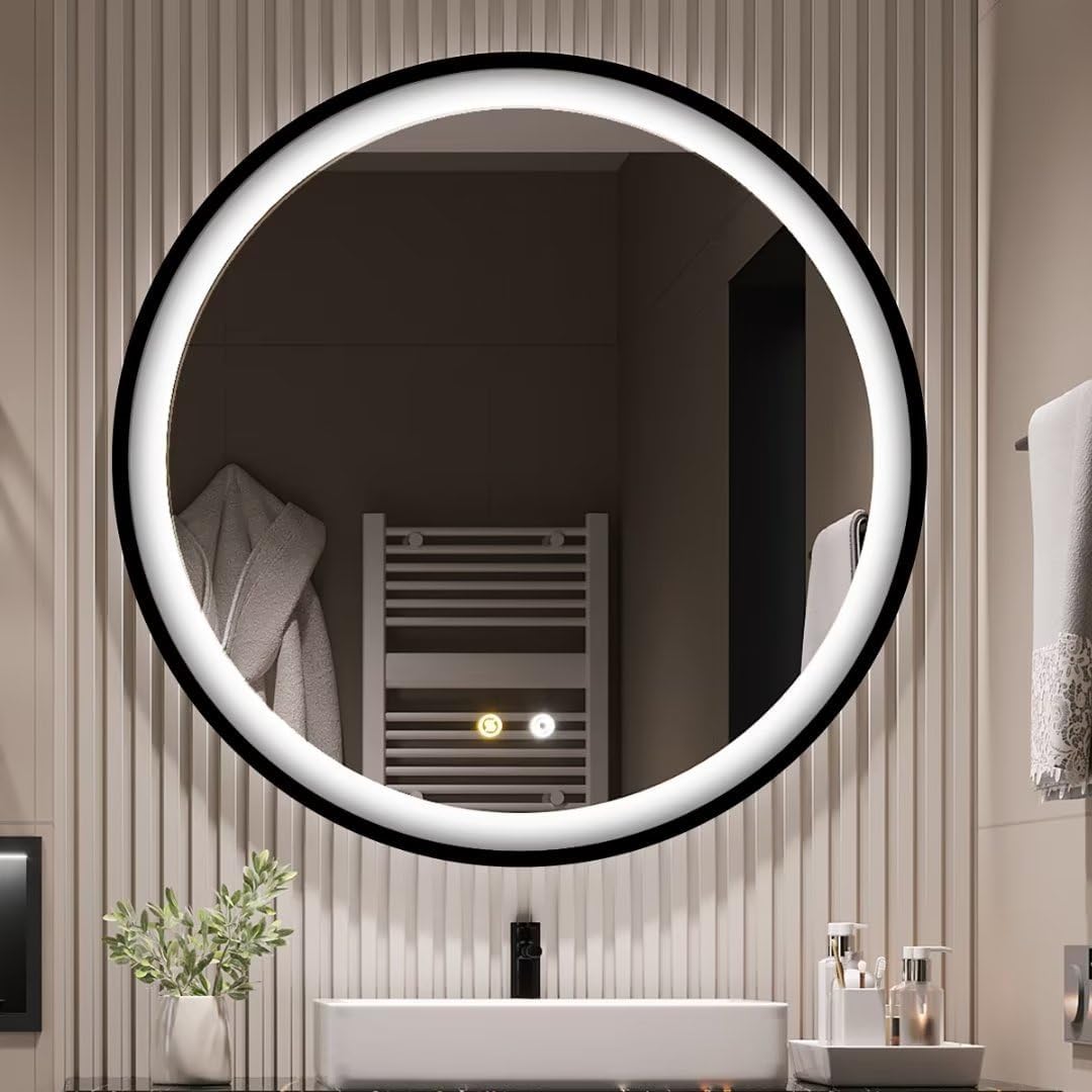 miroir rond doré intelligent