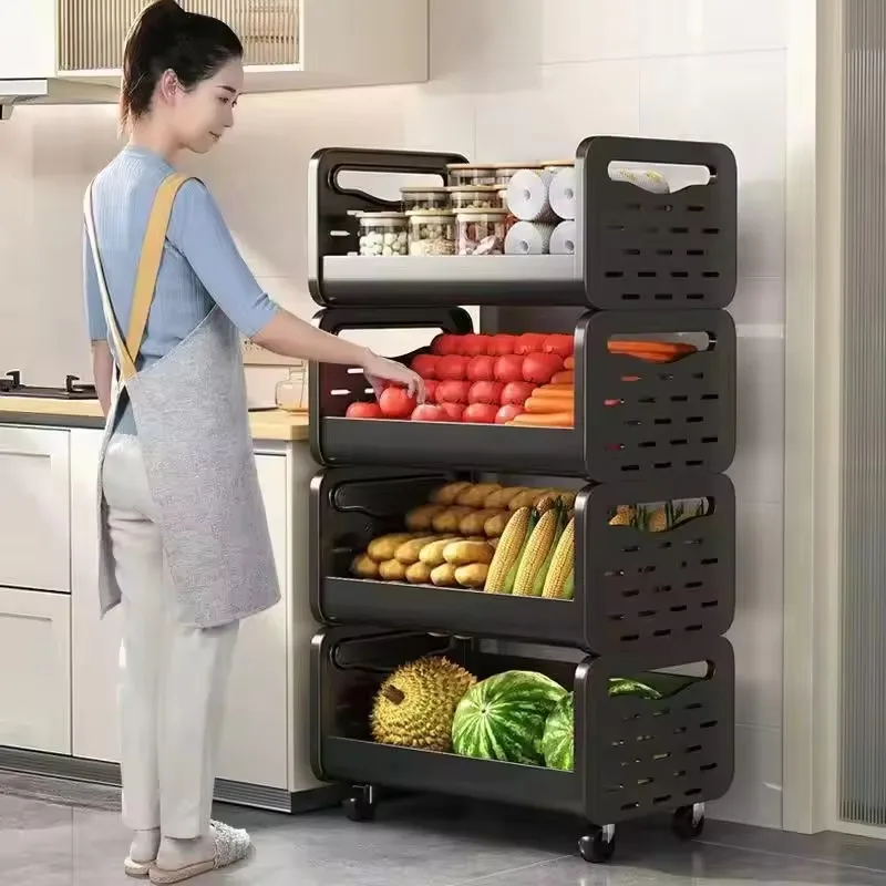 Chariot de rangement cuisine à roulettes – 5 niveaux pour fruits et légumes