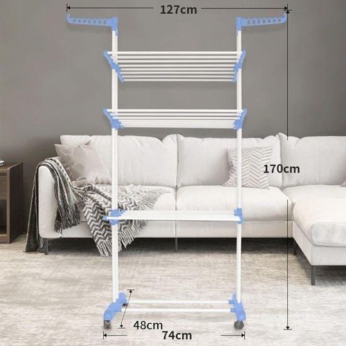 Séchoir à Linge Pliant sur Roulettes – Grande Capacité et Mobilité Pratique