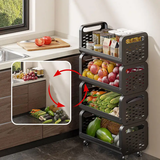 Chariot de rangement cuisine à roulettes – 5 niveaux pour fruits et légumes