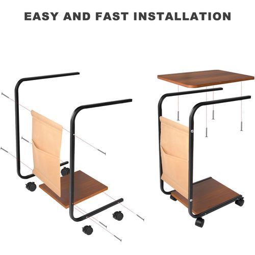 Table d’appoint en forme de C – Élégance, praticité et rangement intégré
