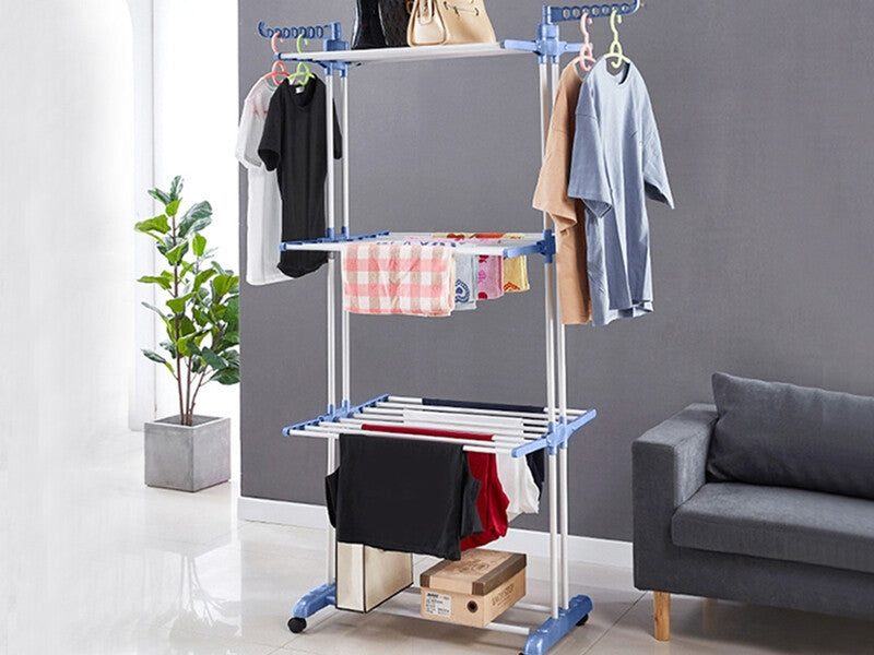 Séchoir à Linge Pliant sur Roulettes – Grande Capacité et Mobilité Pratique