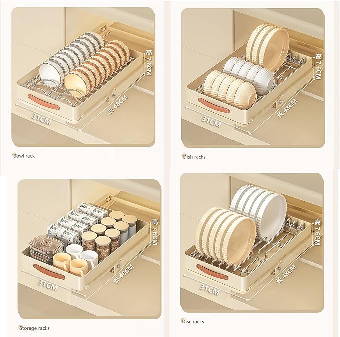 Organisateur de placard coulissant en inox – Égouttoir pratique et gain de place