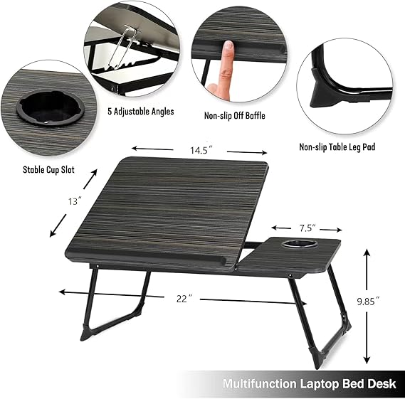 Bureau Portable pour Ordinateur - Table de Lit Ajustable et Multi-Usage