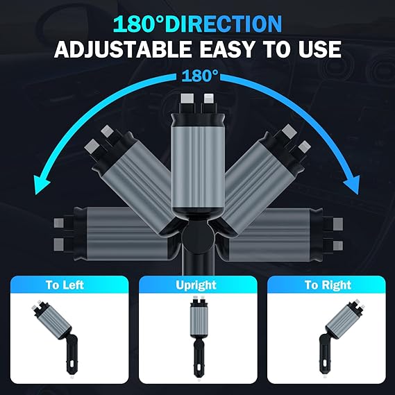 Chargeur Voiture Rétractable 4-en-1 – Puissance & Élégance en Mouvement