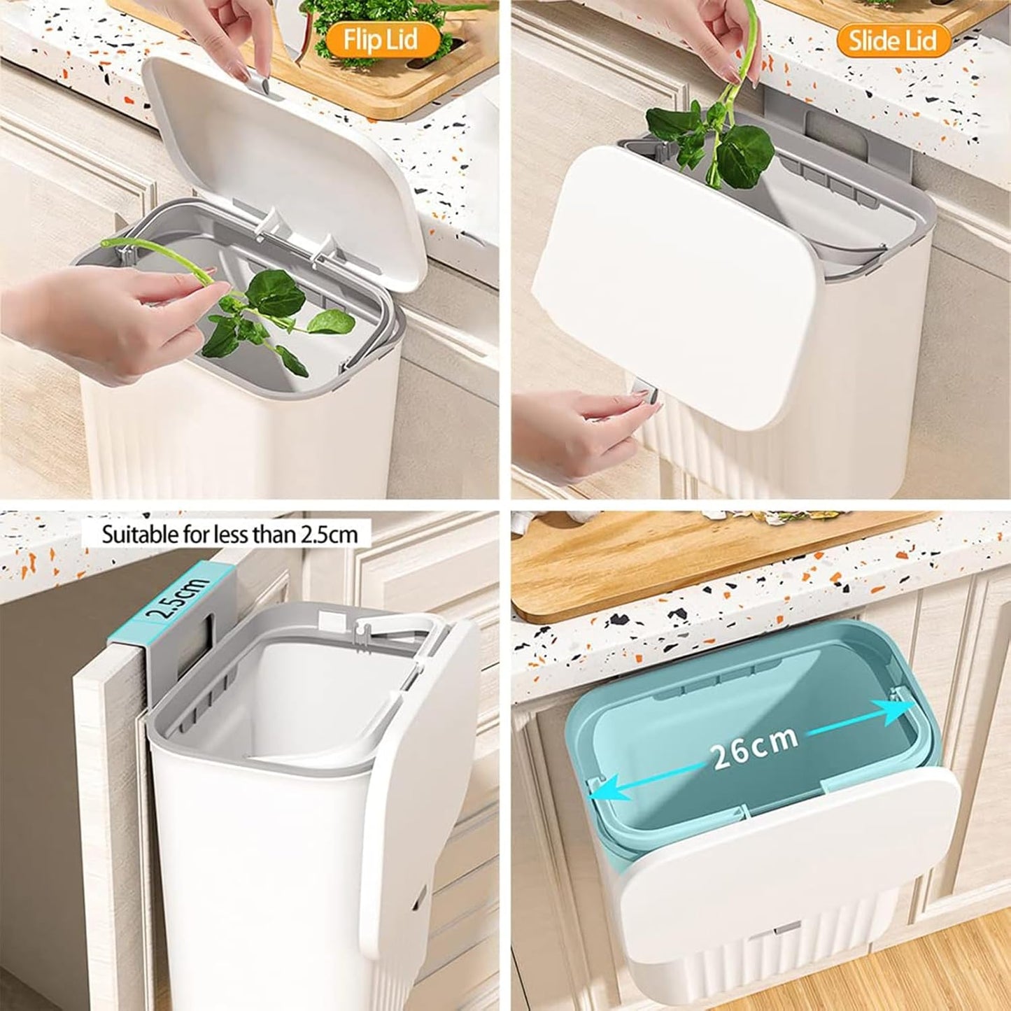 Poubelle Suspendue avec Couvercle – 9 L