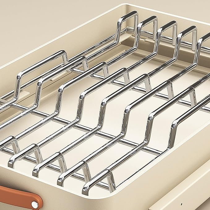 Organisateur de placard coulissant en inox – Égouttoir pratique et gain de place