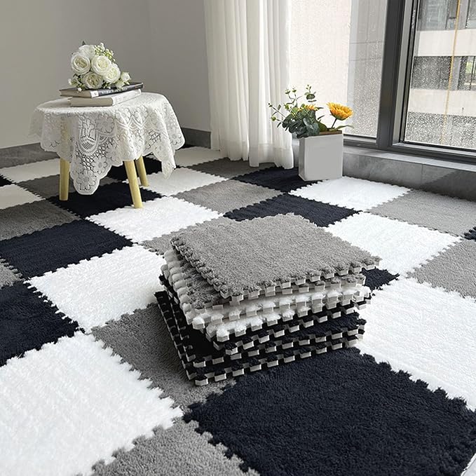 Tapis en Mousse Douce à Dalles Emboîtables – Élégance et Confort Modulables