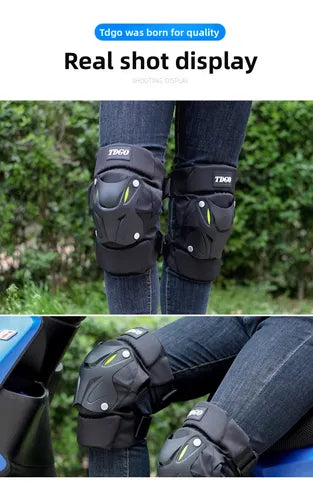 Kit de Protection Moto 4 Pièces – Genouillères et Coudières Renforcées avec Bandes Réfléchissantes – Sécurité et Confort pour Motards