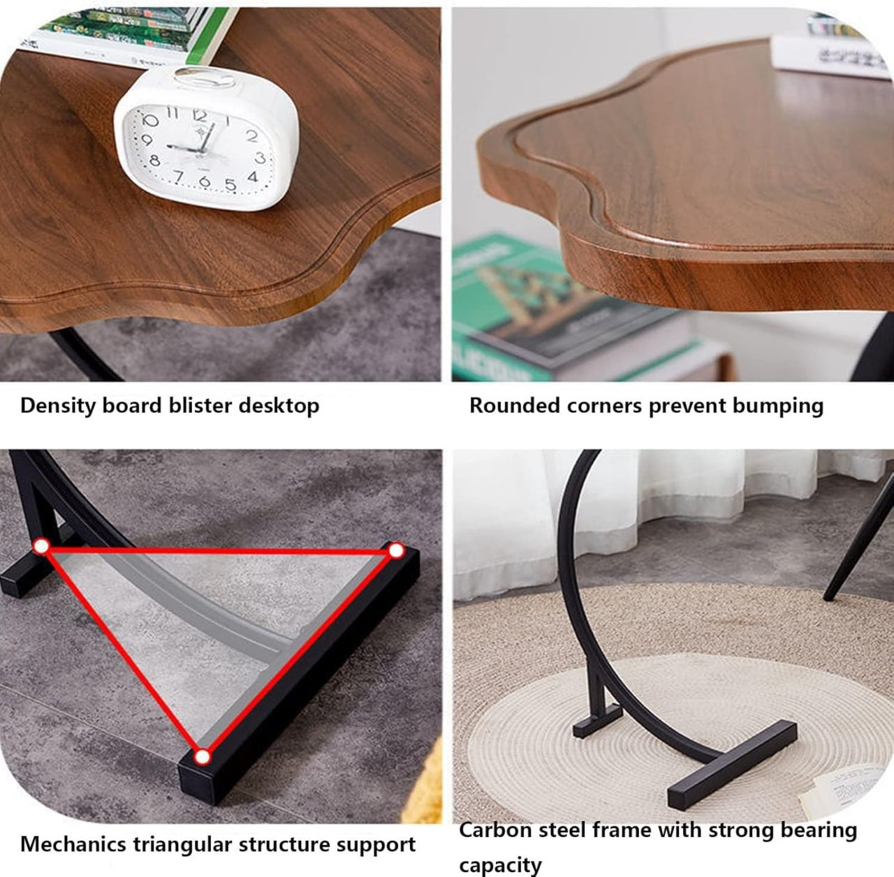 Table d’appoint en forme de C – Élégance florale et fonctionnalité moderne
