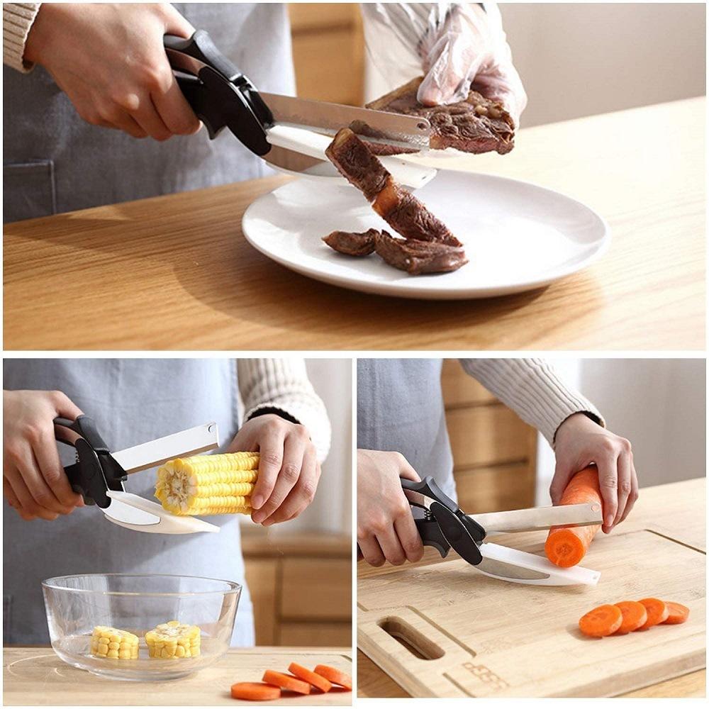 Ciseaux de Cuisine 2 en 1 – Outil Multifonction pour Légumes, Fruits et Fromage en Acier Inoxydable Résistant à la Rouille