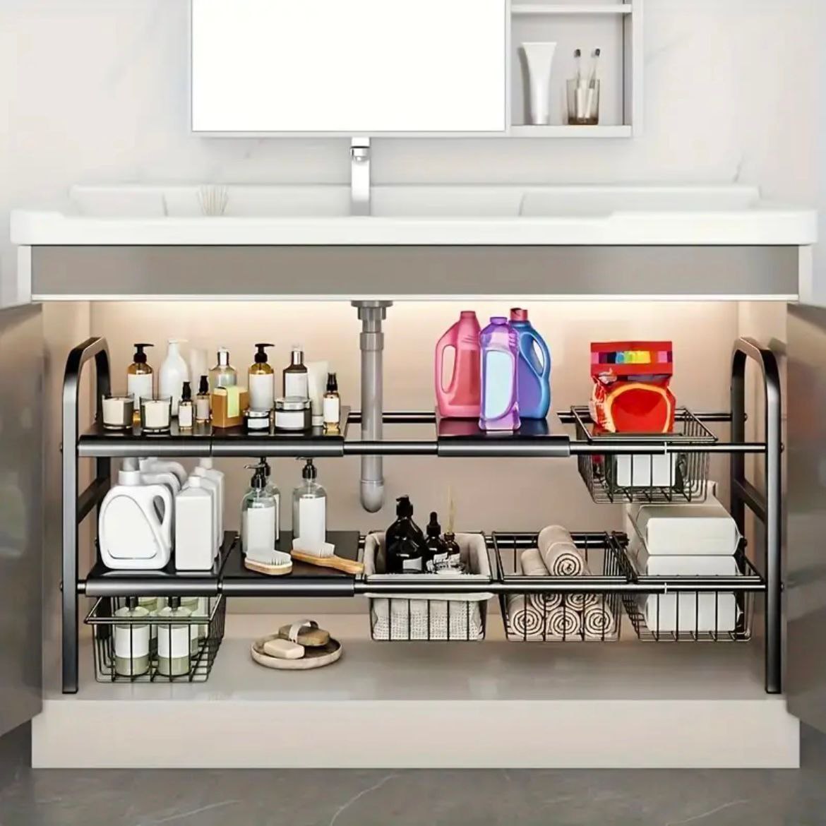 Étagère extensible sous l'évier – Optimisez chaque centimètre de votre espace !