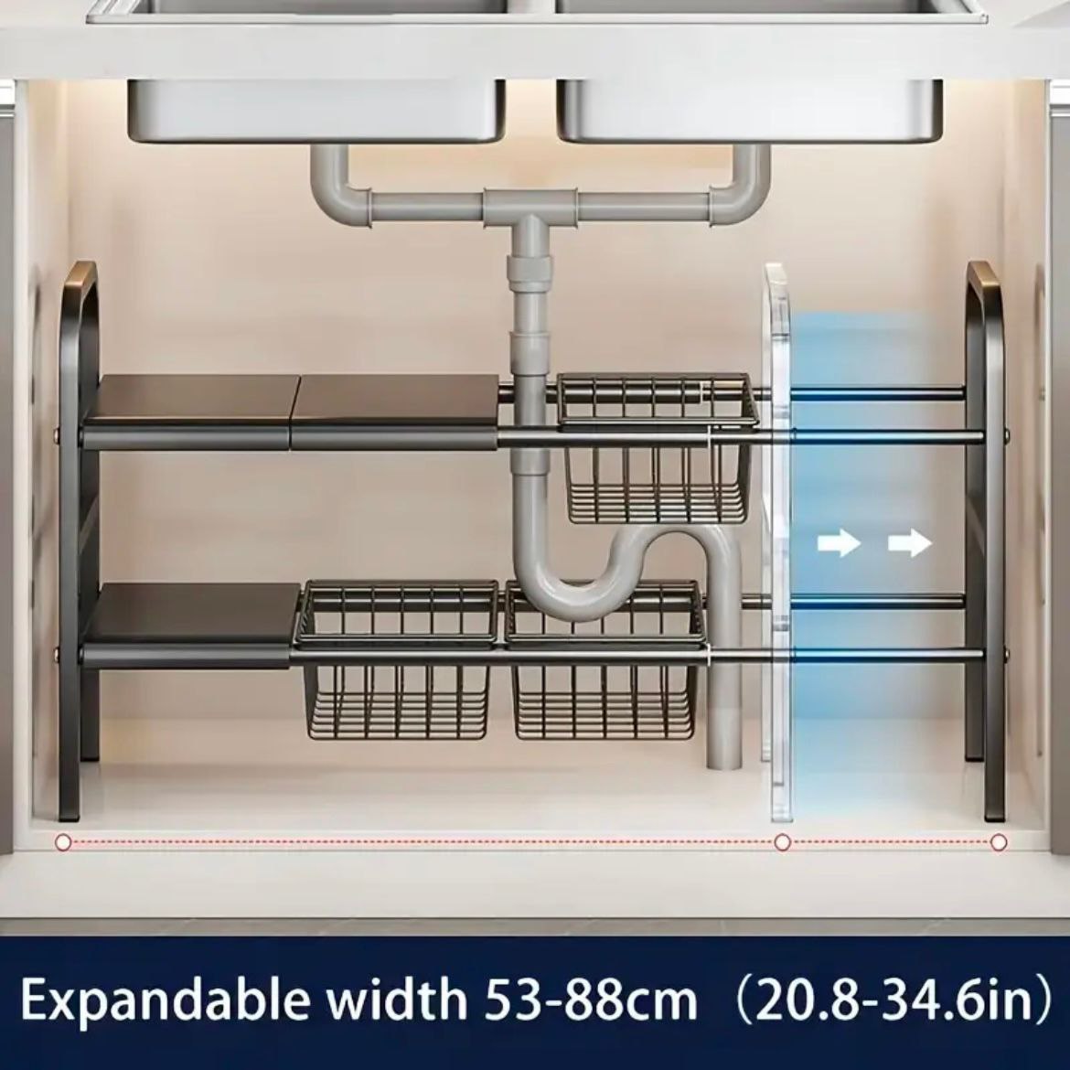 Étagère extensible sous l'évier – Optimisez chaque centimètre de votre espace !
