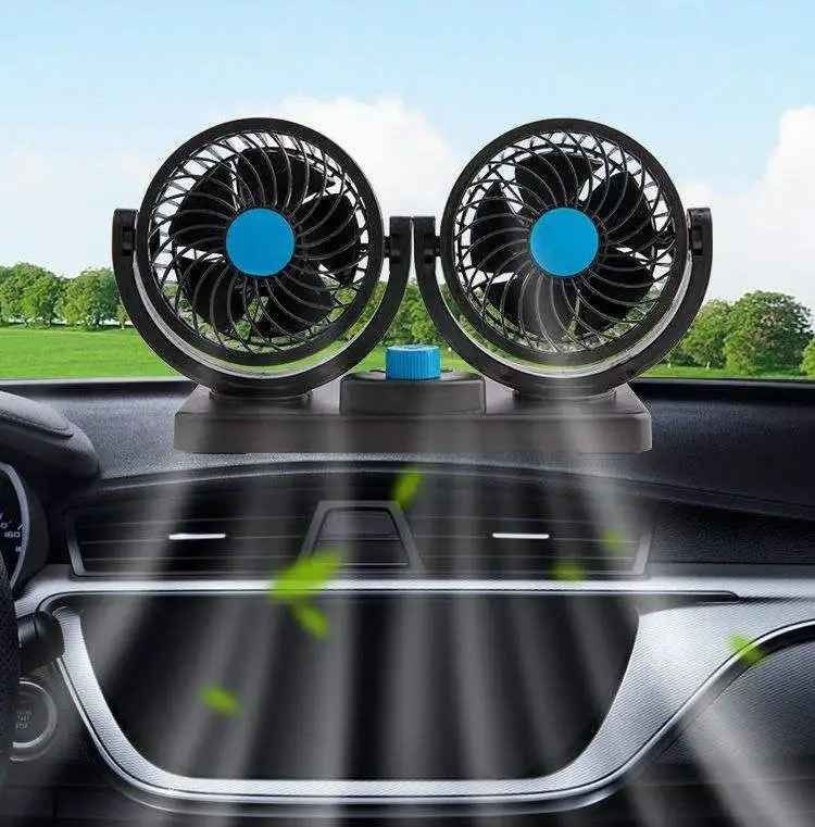 Ventilateur de Voiture Double Tête 360° – Refroidissement Puissant et Silencieux 12V/24V