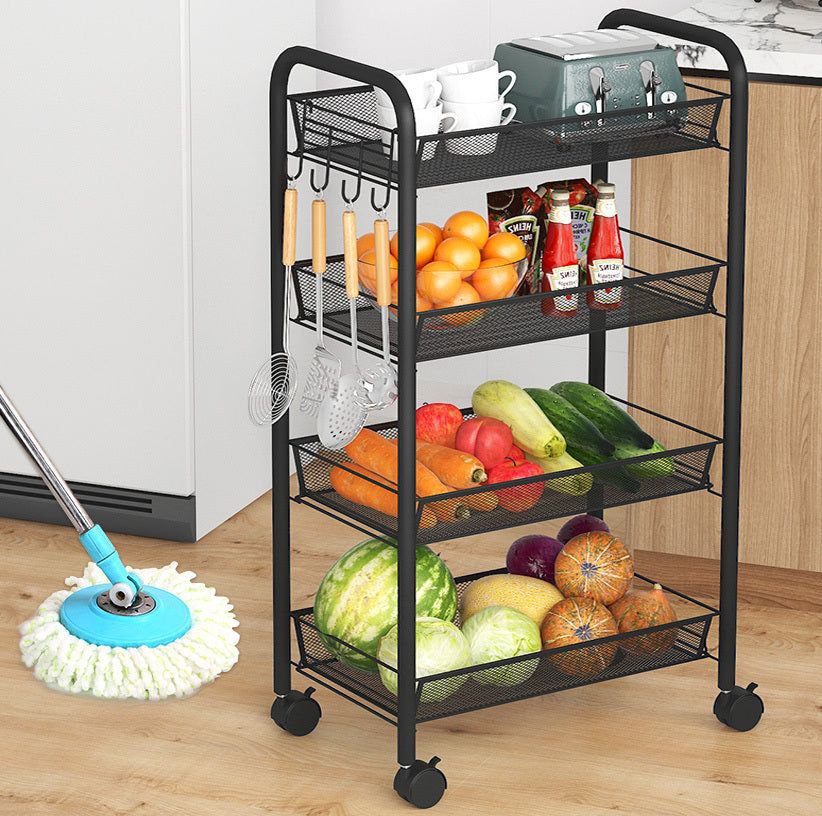 Chariot de rangement multifonction à 4 étagères avec roues pivotantes