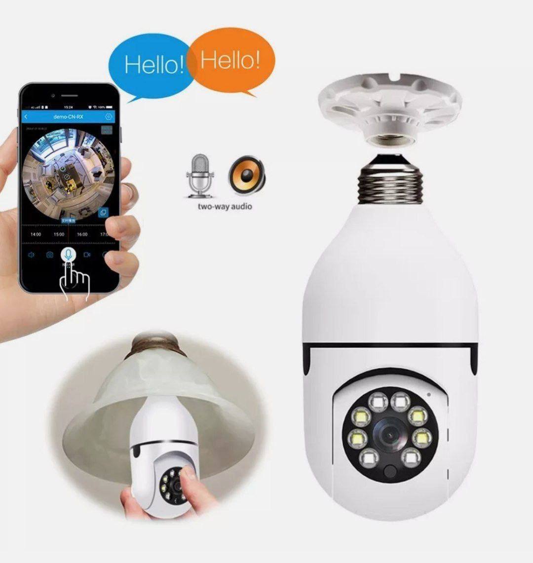 Caméra Ampoule WiFi 360° HD Motorisée – Vision Nocturne & Audio Bidirectionnel