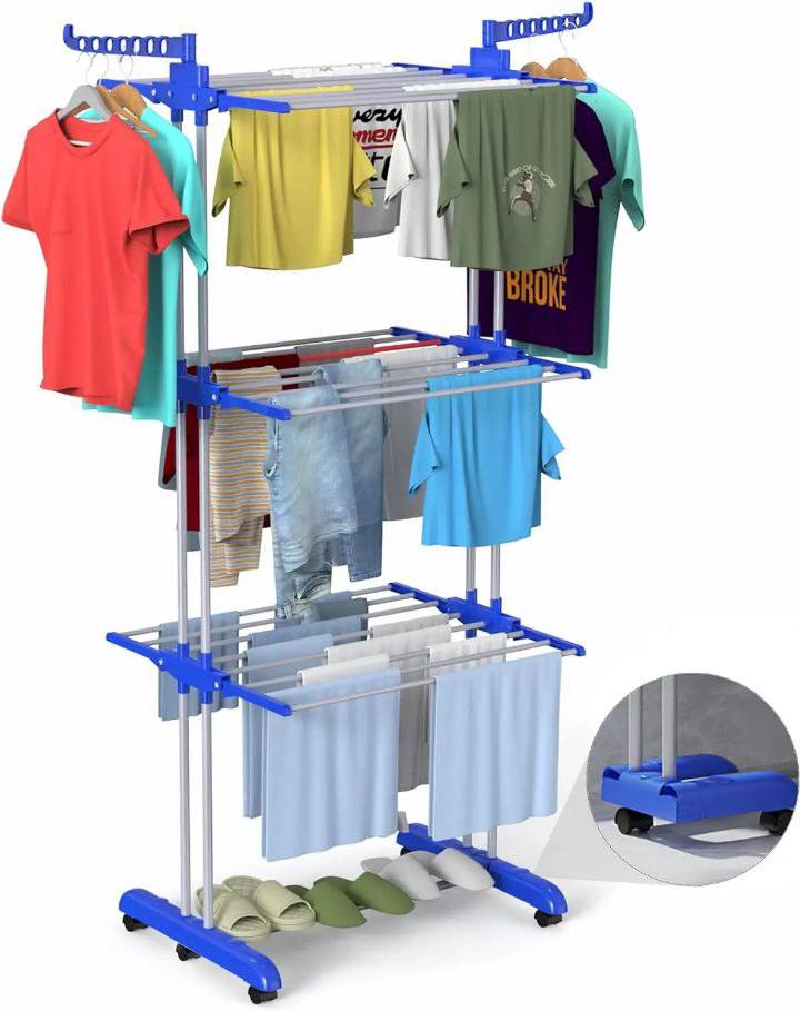 Séchoir à Linge Pliant sur Roulettes – Grande Capacité et Mobilité Pratique