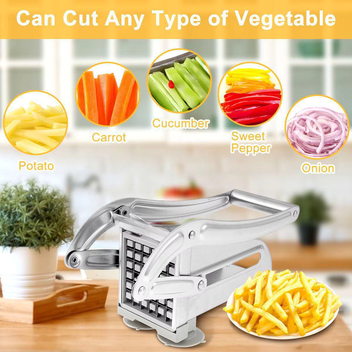 Coupe-Frites Multifonctionnel en Acier Inoxydable – Rapidité, Précision et Simplicité