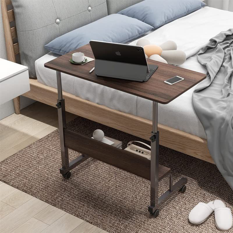 Table d’ordinateur mobile et réglable – Bureau multifonction sur roulettes pour lit, canapé ou bureau