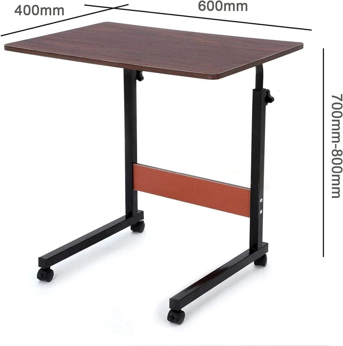 Table d’ordinateur mobile et réglable – Bureau multifonction sur roulettes pour lit, canapé ou bureau