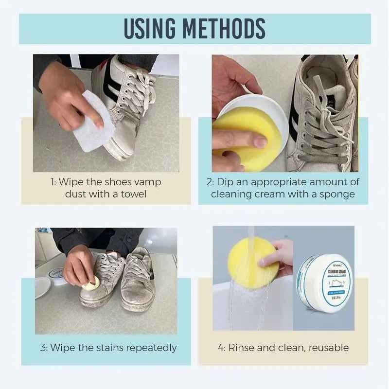 Crème Nettoyante pour Chaussures Blanches – Restaurez l’Éclat de Vos Sneakers