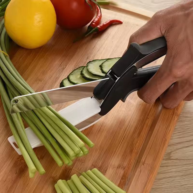 Ciseaux de Cuisine 2 en 1 – Outil Multifonction pour Légumes, Fruits et Fromage en Acier Inoxydable Résistant à la Rouille