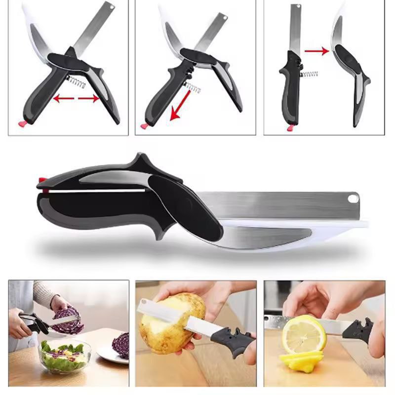 Ciseaux de Cuisine 2 en 1 – Outil Multifonction pour Légumes, Fruits et Fromage en Acier Inoxydable Résistant à la Rouille