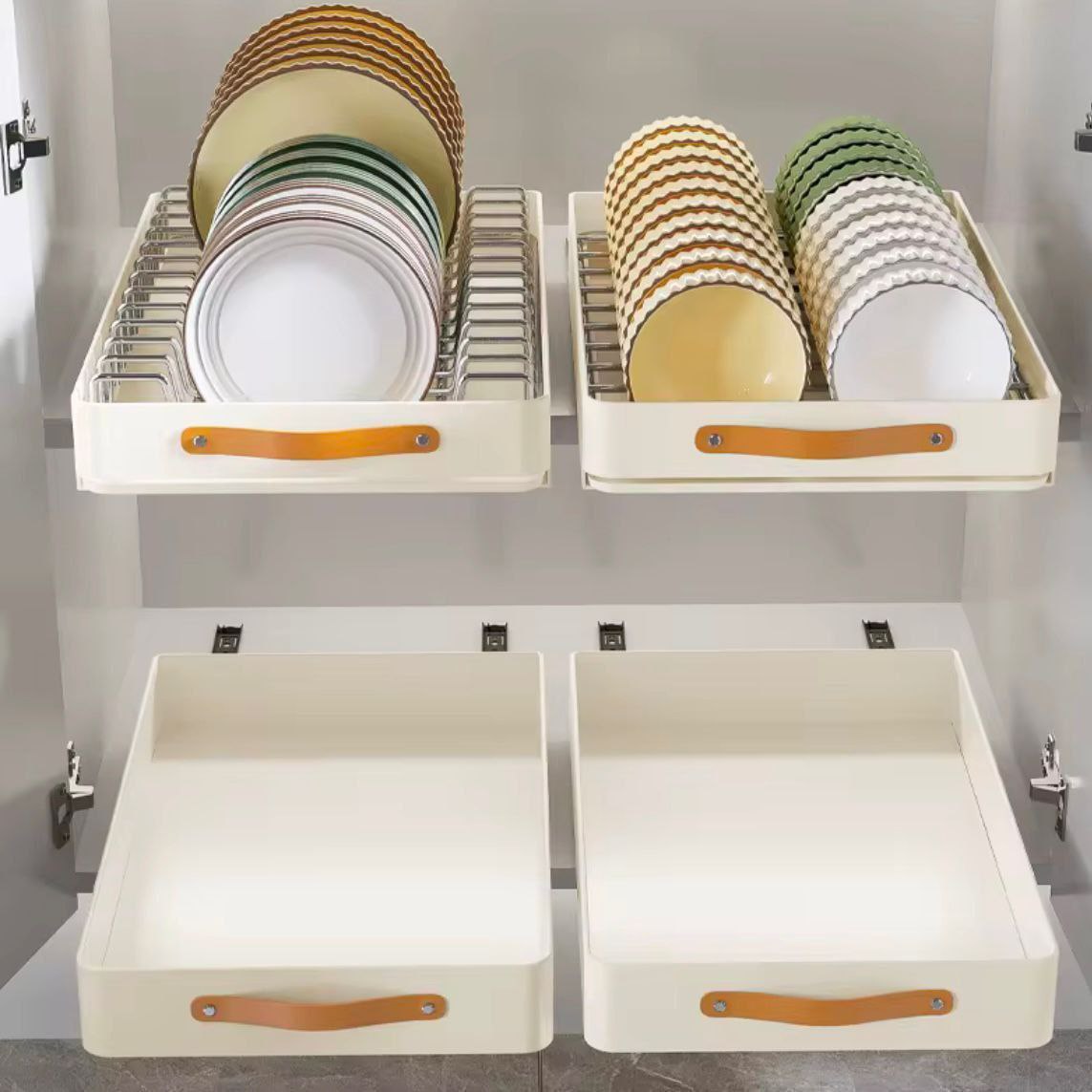 Organisateur de placard coulissant en inox – Égouttoir pratique et gain de place