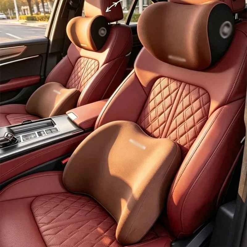 Kit Ergonomique Voiture Premium : Coussin Lombaire & Repose-Tête en Mousse à Mémoire de Forme