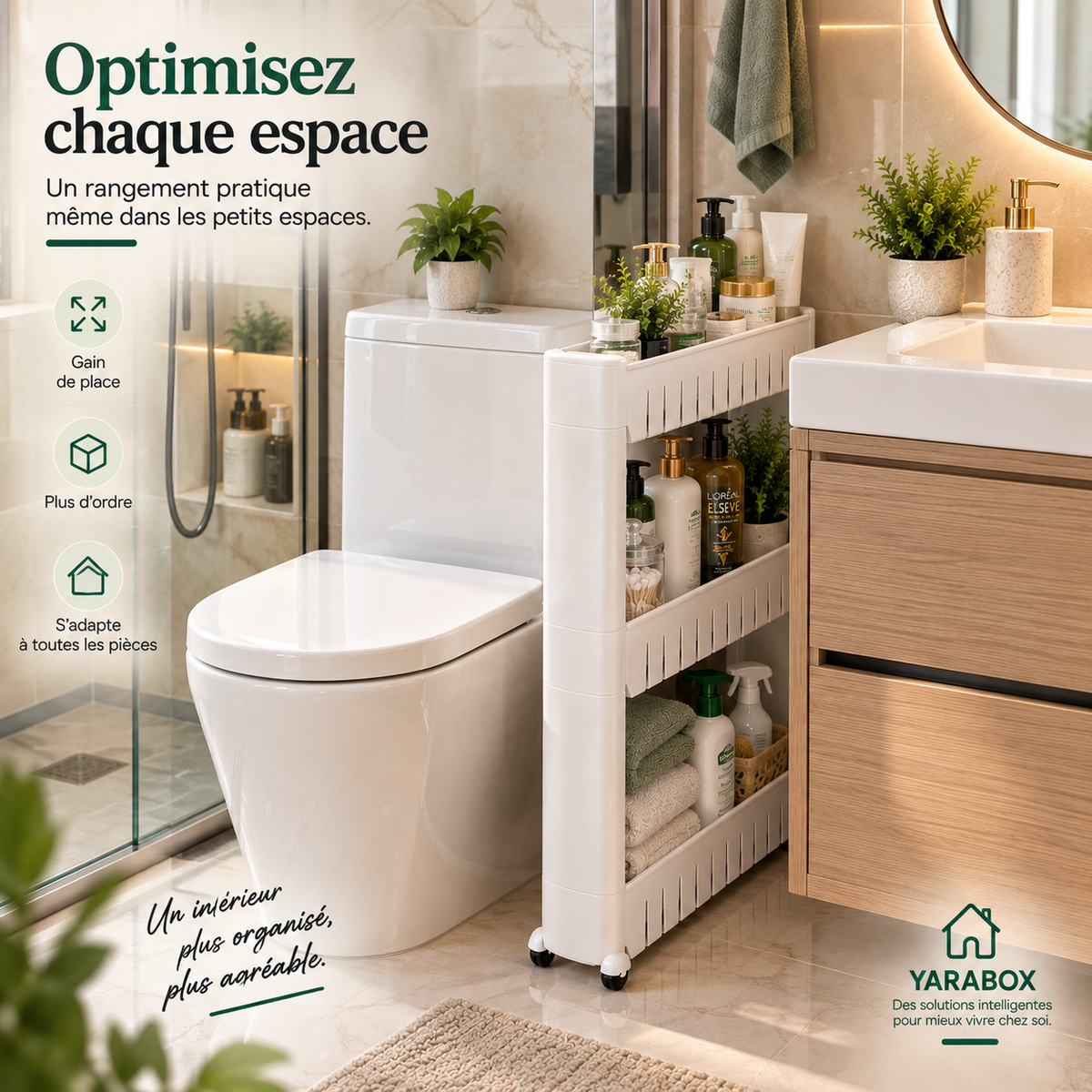 Étagère de Rangement 3 Niveaux – Gain de Place