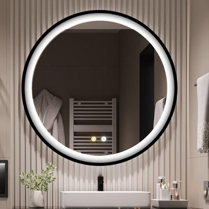 miroir rond doré intelligent