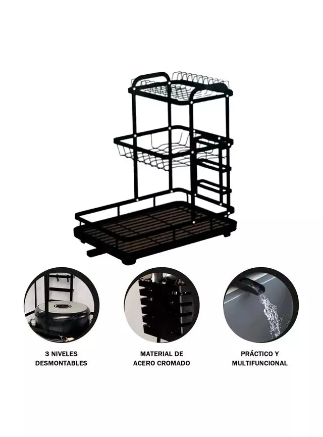Égouttoir à vaisselle VIO gain de place (2 niveaux) – Noir