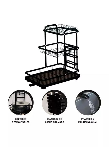 Égouttoir à vaisselle VIO gain de place (2 niveaux) – Noir