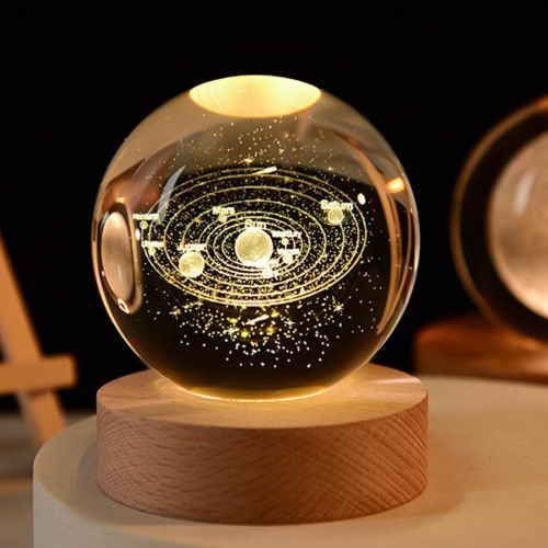 Boule de Cristal 3D Éclatante - Lampe de Table Unique