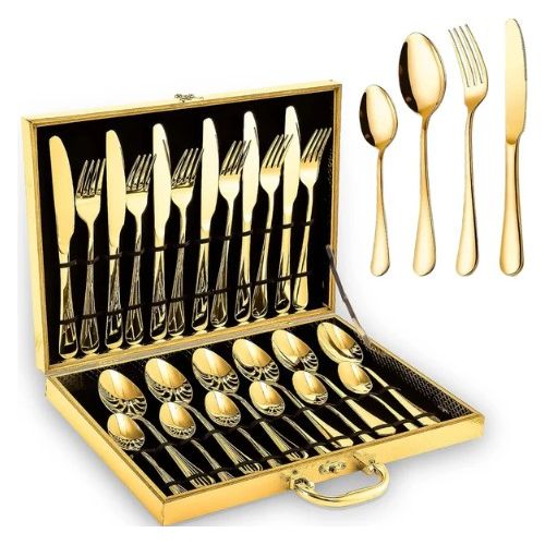 Ménagère Dorée 24 Pièces – Élégance et Qualité pour 6 Personnes