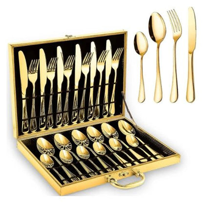 Ménagère Dorée 24 Pièces – Élégance et Qualité pour 6 Personnes