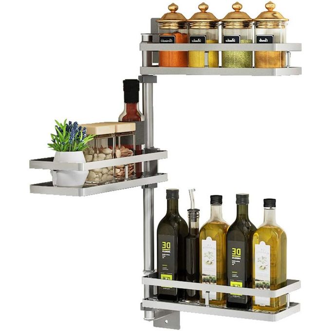 Organisateur de cuisine autour du robinet en Inox SUS304 – Étagère rotative et réglable pour épices & huiles | Spécial Ramadan&nbsp;