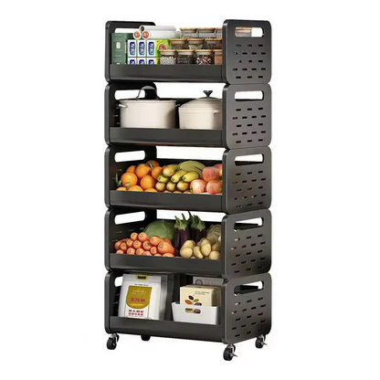 Chariot de rangement cuisine à roulettes – 5 niveaux pour fruits et légumes