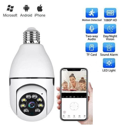 Caméra Ampoule WiFi 360° HD Motorisée – Vision Nocturne &amp; Audio Bidirectionnel