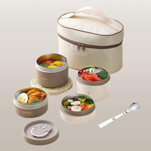 Boîte à Lunch Isotherme Multicouche en Acier Inoxydable – Élégance et Fraîcheur à Emporter