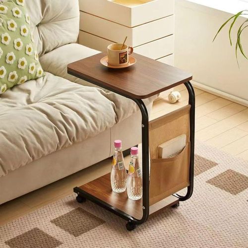 Table d’appoint en forme de C – Élégance, praticité et rangement intégré