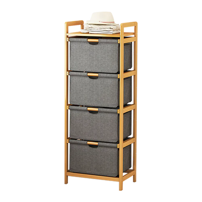 Étagère en Bambou Randy Travis avec Sacs de Rangement – Organisation Élégante pour la Maison