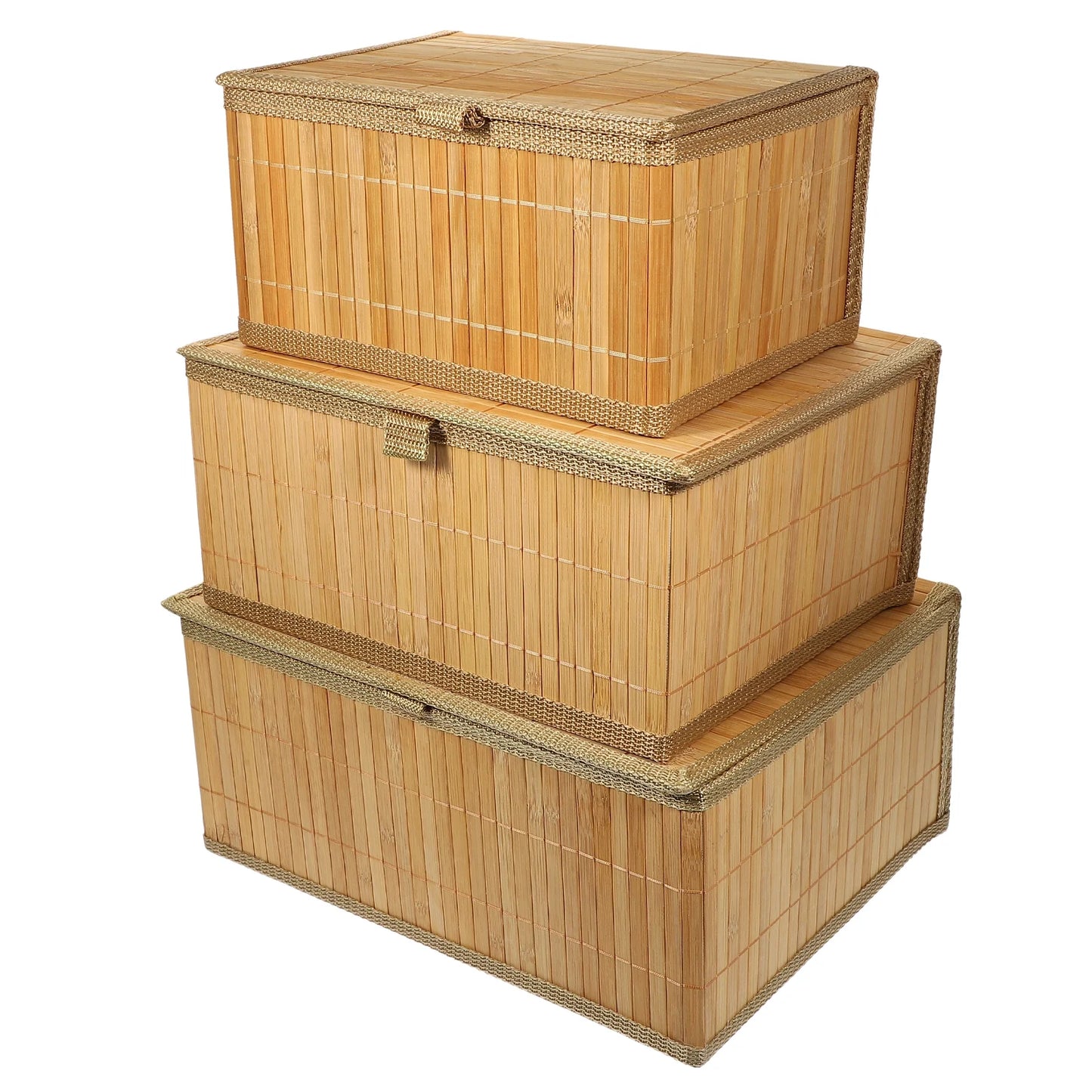 Lot de 3 Boîtes de Rangement en Bambou avec Couvercles – Organisation & Déco Naturelle