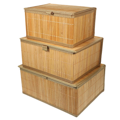 Lot de 3 Boîtes de Rangement en Bambou avec Couvercles – Organisation & Déco Naturelle