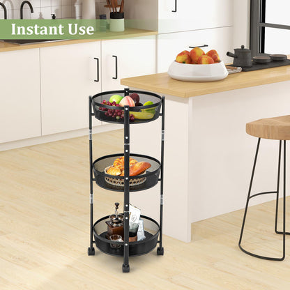 Chariot de Rangement Pliable 3 Niveaux – Gain de Place et Organisation Intelligente