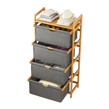 Étagère en Bambou Randy Travis avec Sacs de Rangement – Organisation Élégante pour la Maison