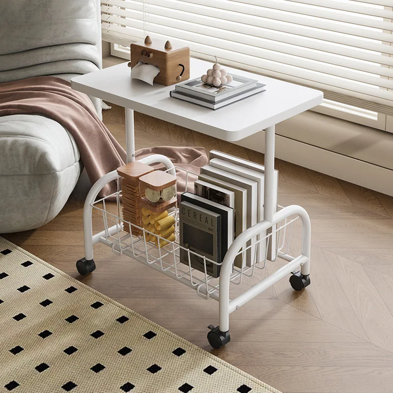 Table Basse Roulante avec Double Rangement