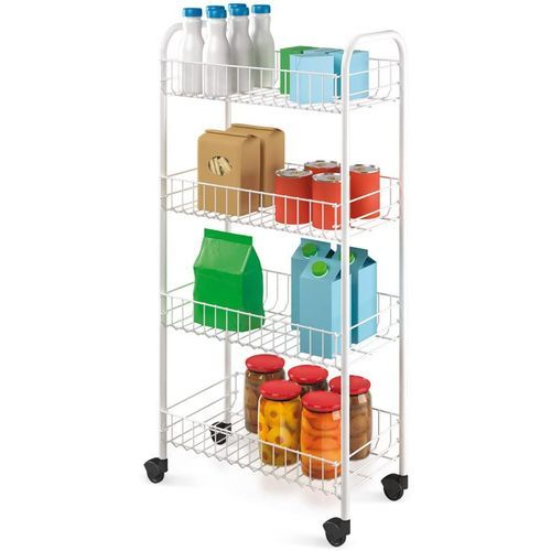 Chariot Rangement Metaltex Pisa x YaraBox - 4 Niveaux Roulettes - 41x23x84cm Blanc