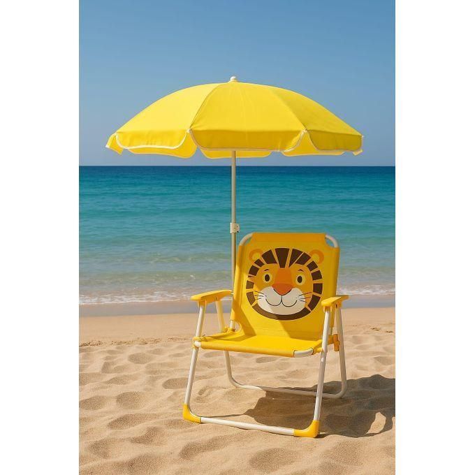🟡 Chaise Pliante Enfant avec Parasol – Fauteuil Portable Confortable pour Jardin, Plage et Voyage
