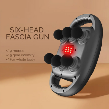 Pistolet de Massage à 6 Têtes – Soulagement Profond et Intelligent pour Tout le Corps